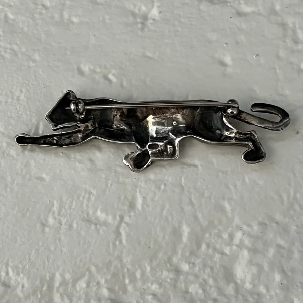 925 PANTHER LEOPARD EXQUISITE Marcasite Sterling Silver Signed Brooch Pin Gift - Picture 7 of 17